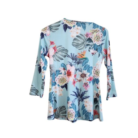 Boston Proper Floral Flower Beaded Embellished Boho Blouse V-Neck Multi Size XS - Picture 2 of 8